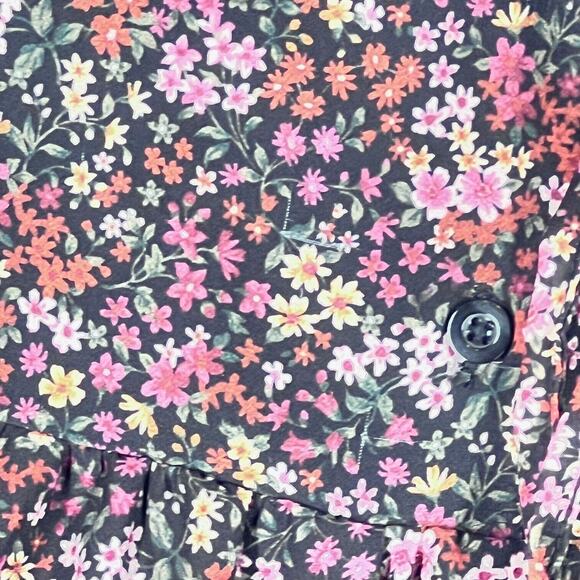 American Eagle Womens Mini Dress Small Burgundy Floral Button Tiered Lined Boho - Picture 3 of 14